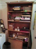 Left Side Closet: Bookcase, Books, Cork Board, Lam