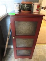 One Door Storage Cabinet with Punched Tins: Red Pa