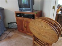 Sanyo 21" TV, VCR Player, Pine TV Stand, Set of F