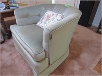 Pair Upholstered Club Chairs: Sage Green