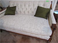 Upholstered Love Seat in Cream Fabric