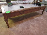 Coffee Table & Pair End Tables: Pecan with Faux Ma