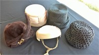 (5) Vintage 1940's-50's Women's Hats