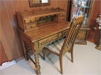 Oak Desk & Chair, 42" x 22" x 41"