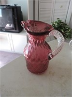 Handmade Cranberry Vase, 7" T