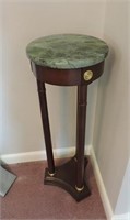 Marble Top Plant Stand, 11" D x 31" T