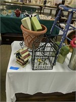 Country Items Planter Stool Baskets Etc As Shown