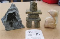 3 Soap Stone Carvings