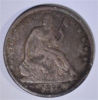 1875-CC SEATED LIBERTY HALF DOLLAR  VF