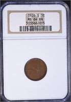 1926-S LINCOLN CENT, NGC MS-64 BROWN RARE!!