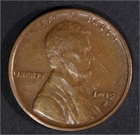 1913-S LINCOLN CENT, XF