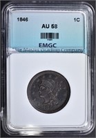 1846 LARGE CENT, EMGC AU/BU