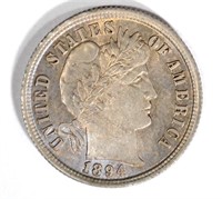 1894 BARBER DIME GEM UNC