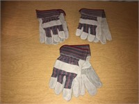Leather Utility Glove LOT of 3 Pair Size 7 Small