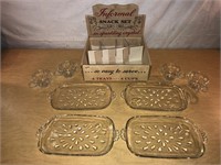 Vintage Glass Snack Set in Original Box