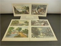 6 Currier & Ives Prints w/ Original Sleeve