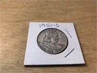 1950-D SILVER FRANKLIN Half Dollar in Case