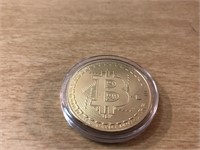 Bitcoin Gold Plated Coin in Case