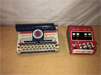 Vintage Tin Litho Typewriter & Arithmetic Quiz LOT