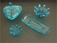 * Blue Glass: Small Carnival Tray by Indiana Glass