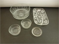 * Etched Glass Bowls, Serving Dishes, Coaster