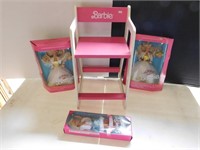3 Barbie Dolls and 1 high chair
