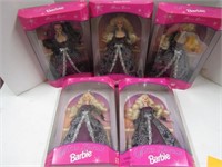 5 Barbie dolls