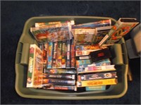 VHS DISNEY MOVIES IN PLASTIC STORAGE TOTE