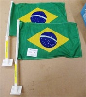 2 Brazil Car Flags