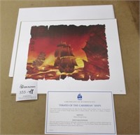 Pirates Of The Caribbean Ships Lithograph