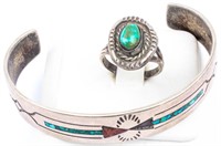 Jewelry Sterling Silver Cuff Bracelet & Ring