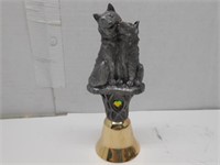 Handcrafted Pewter Wolves Bell Figurine