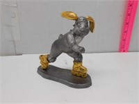 Handcrafted Pewter Figurine  Skating Rabbit