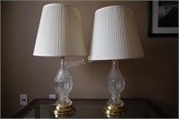 Frosted Etched Glass Set of Table Lamps