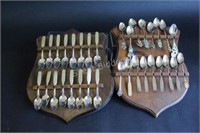 Two Plaques of Collector Coffee Spoons