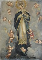 19th C. MEXICAN RETABLO "THE IMMACULATE CONCEPTION