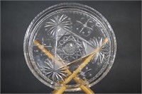 Large Cut Glass, Star of David Rim Platter