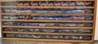 Collection of 57 Hot Wheels in Large Wall Display