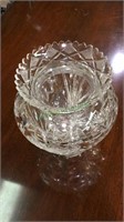 Double heavy cut glass vase, bowl with insert,