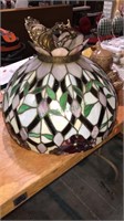 Floral leaded glass hanging light shade with the