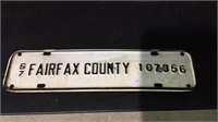 1967 Fiarfax county license plate, 107356, 12x3
