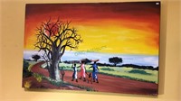 Large original oil painting on canvas, walking to