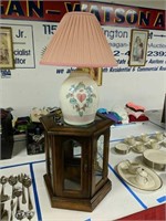 Table Lamp And Octagonal Glass Top End Table