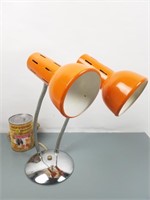 Lampe-double vintage "Gooseneck" en métal orangé