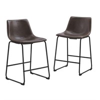 FAUX LEATHER COUNTER STOOLS (2 IN TOTAL;