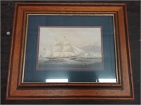 Framed & Matted Colonial Ship Picture