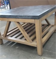 Riverside Limestone Table Top & Wood Base