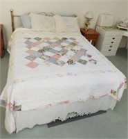 Brass framed double bed with mattress and box