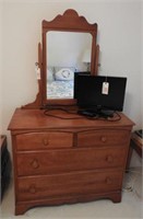 Maple four drawer dresser with mirror