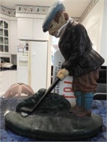 Figural Cast iron golfer door stop 8”